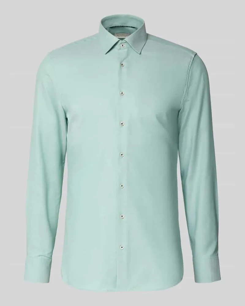 Eterna Slim Fit Business-Hemd aus Baumwolle mit Kentkragen Gruen