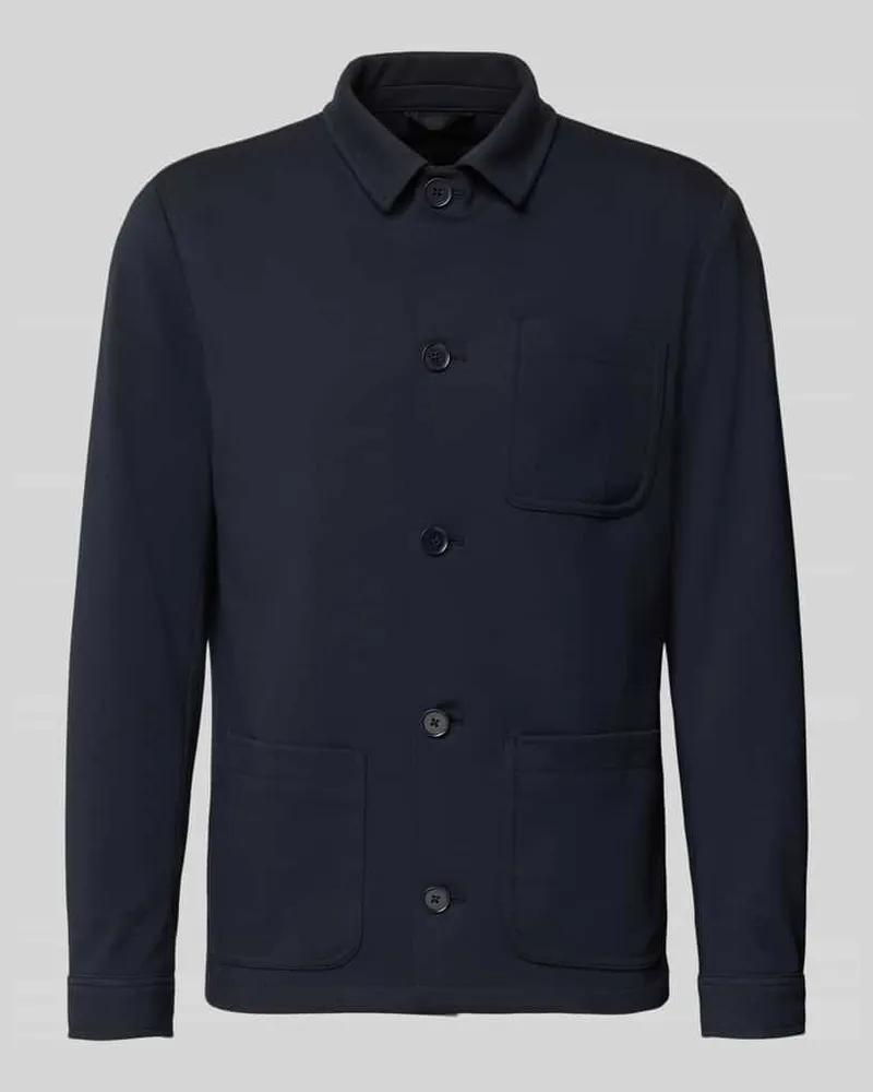 Zuitable Slim Fit Hemdjacke mit Kentkragen Modell 'DiJohn Dunkelblau