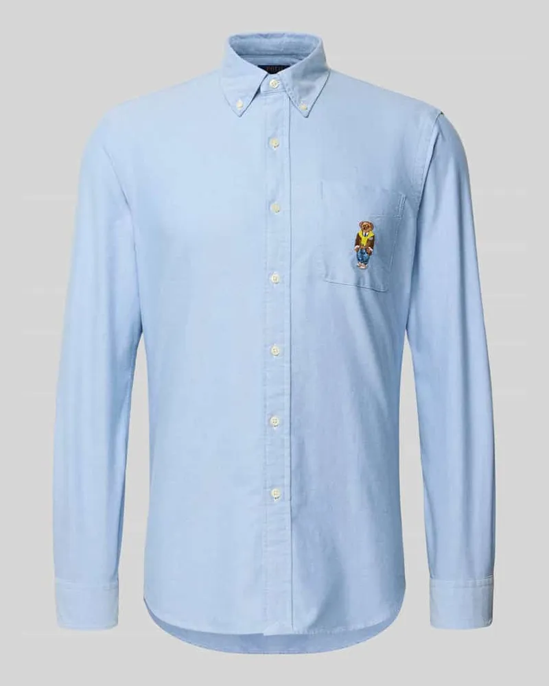 Ralph Lauren Custom Fit Freizeithemd mit Motiv-Stitching Marine