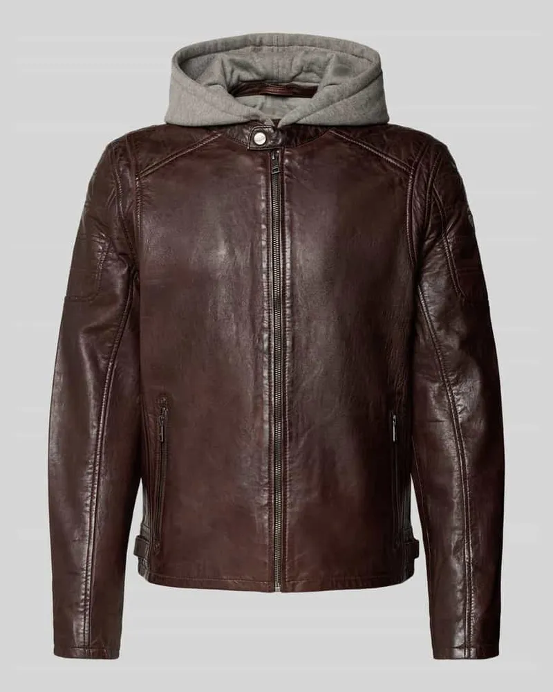 Mauritius Lederjacke aus echtem Schafsnappa Modell 'RYLO Dunkelbraun