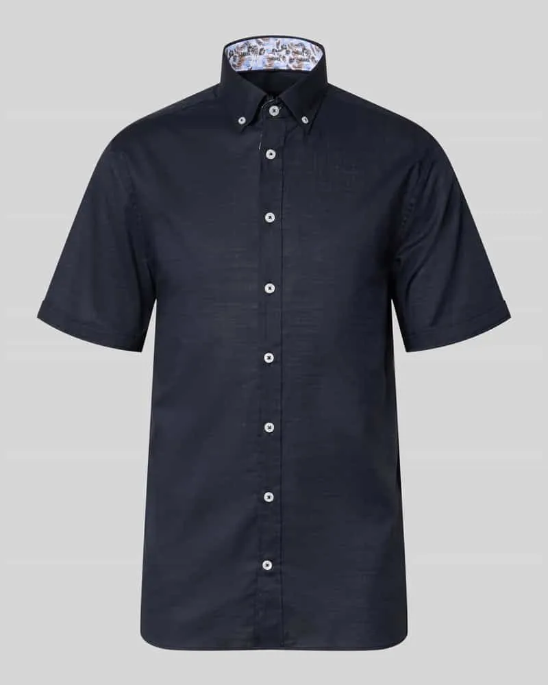 Bugatti Regular Fit Freizeithemd mit Button-Down-Kragen Marine