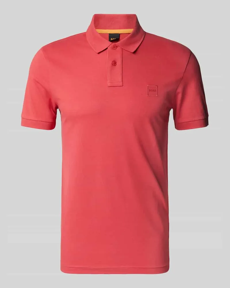 HUGO BOSS Slim Fit Poloshirt mit Label-Badge Modell 'Passenger Rot