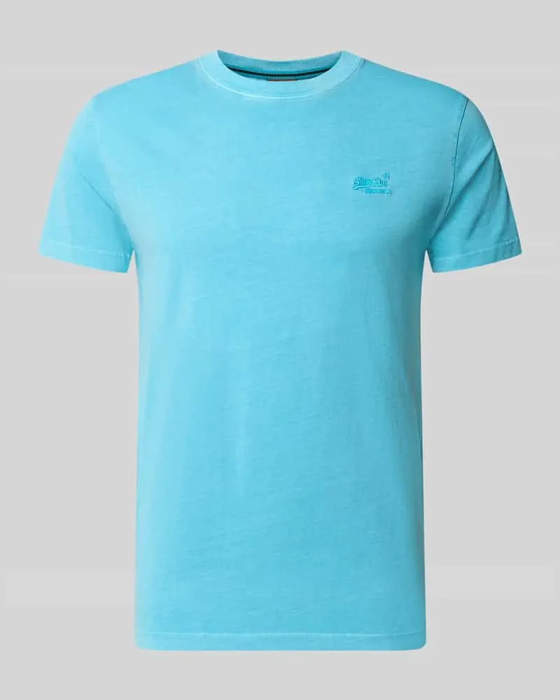Superdry. T-Shirt mit Rundhalsausschnitt und Label-Stitching Neon