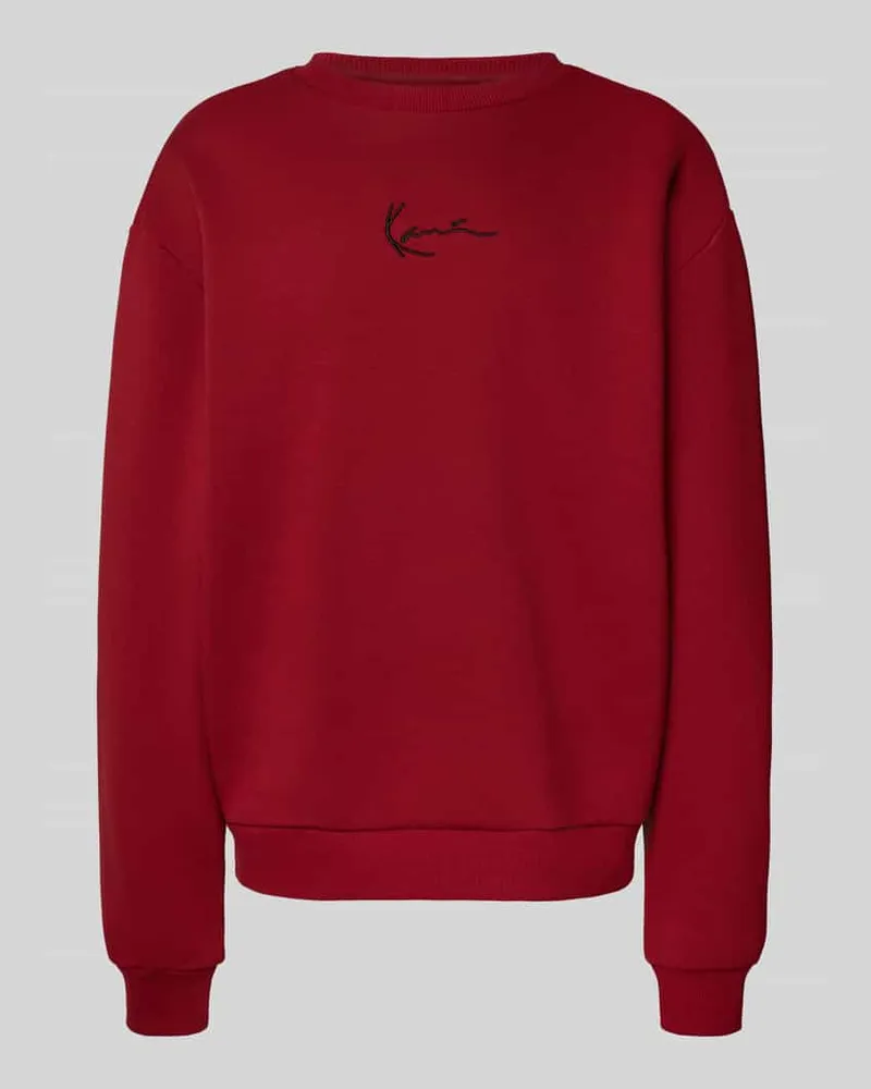 Karl Kani Sweatshirt mit Rundhalsausschnitt und Label-Stitching Dunkelrot
