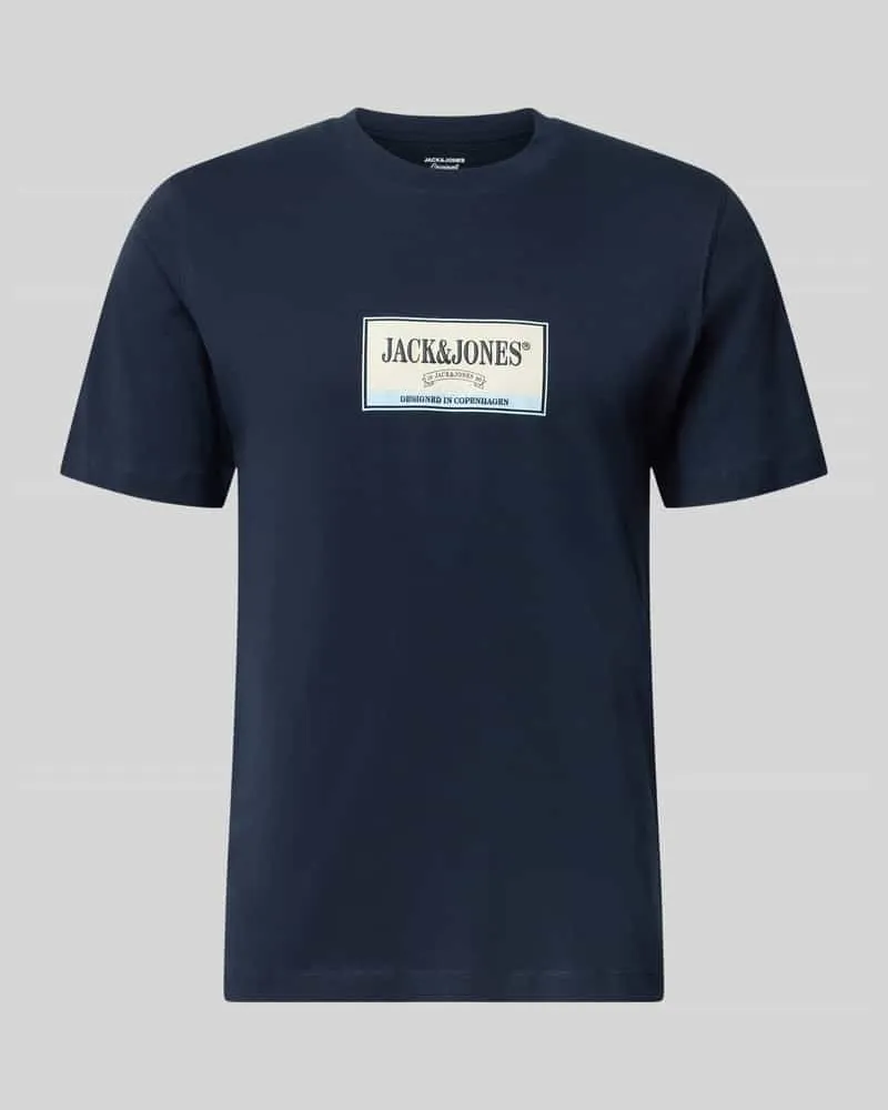 Jack & Jones T-shirt mit Label-Print Modell 'FREDERIKSBERG Marine