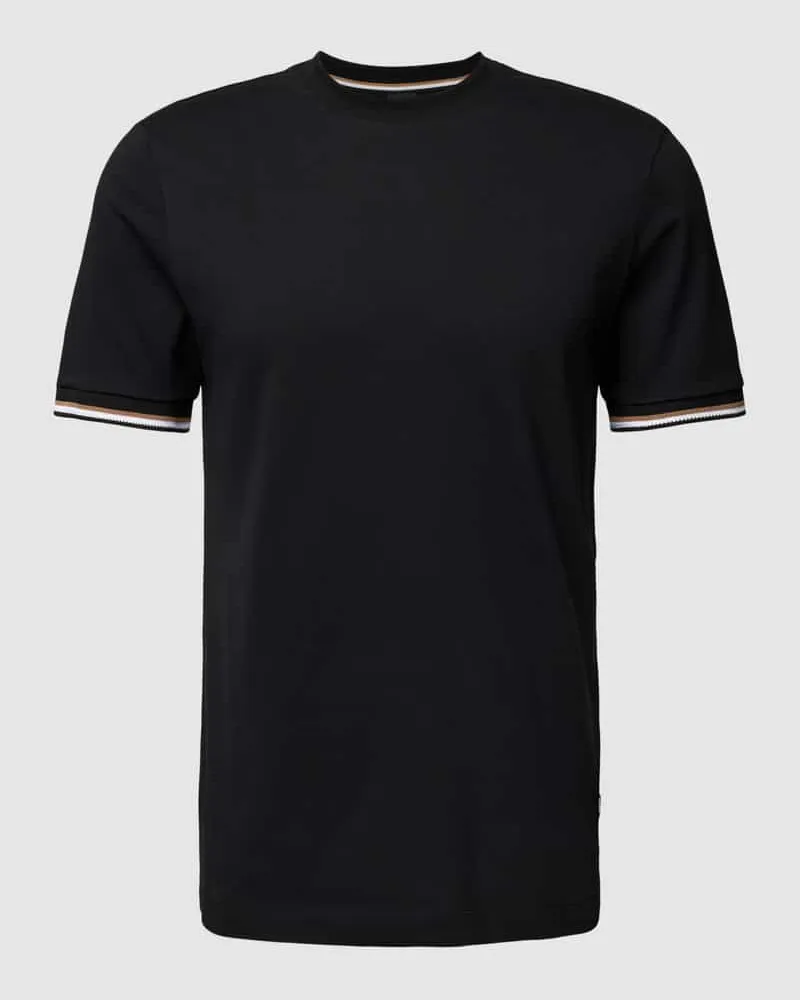HUGO BOSS T-Shirt mit labeltypischen Kontraststreifen Modell 'Thompson Black