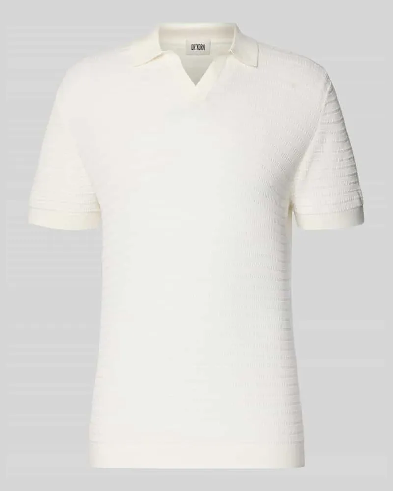 Drykorn Slim Fit Strick-Poloshirt mit Strukturmuster Modell 'BRAIAN Offwhite
