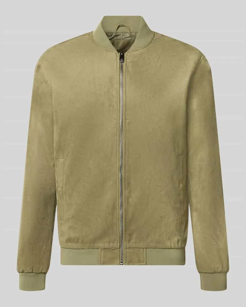 Only & Sons Regular Fit Blouson mit Baseball-Kragen Modell 'LUCAS Oliv