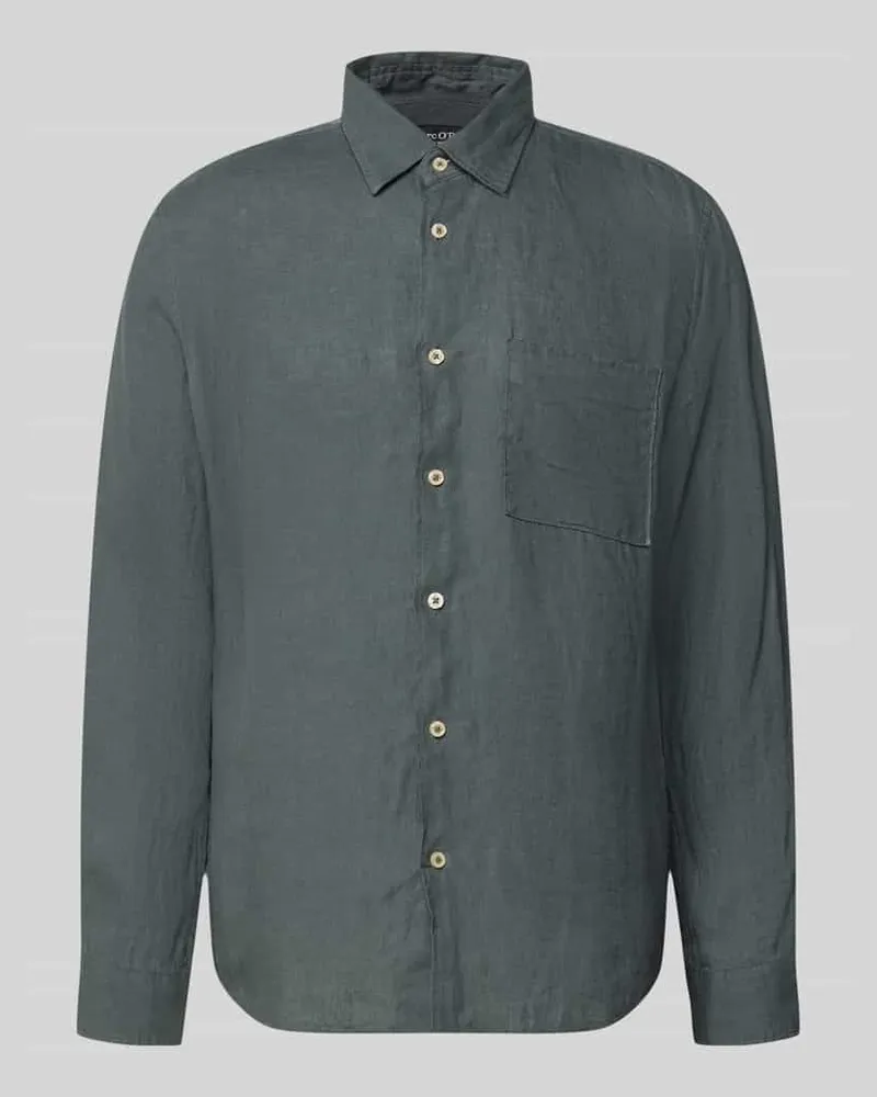 Marc O'Polo Regular Fit Freizeithemd aus reinem Leinen Oliv