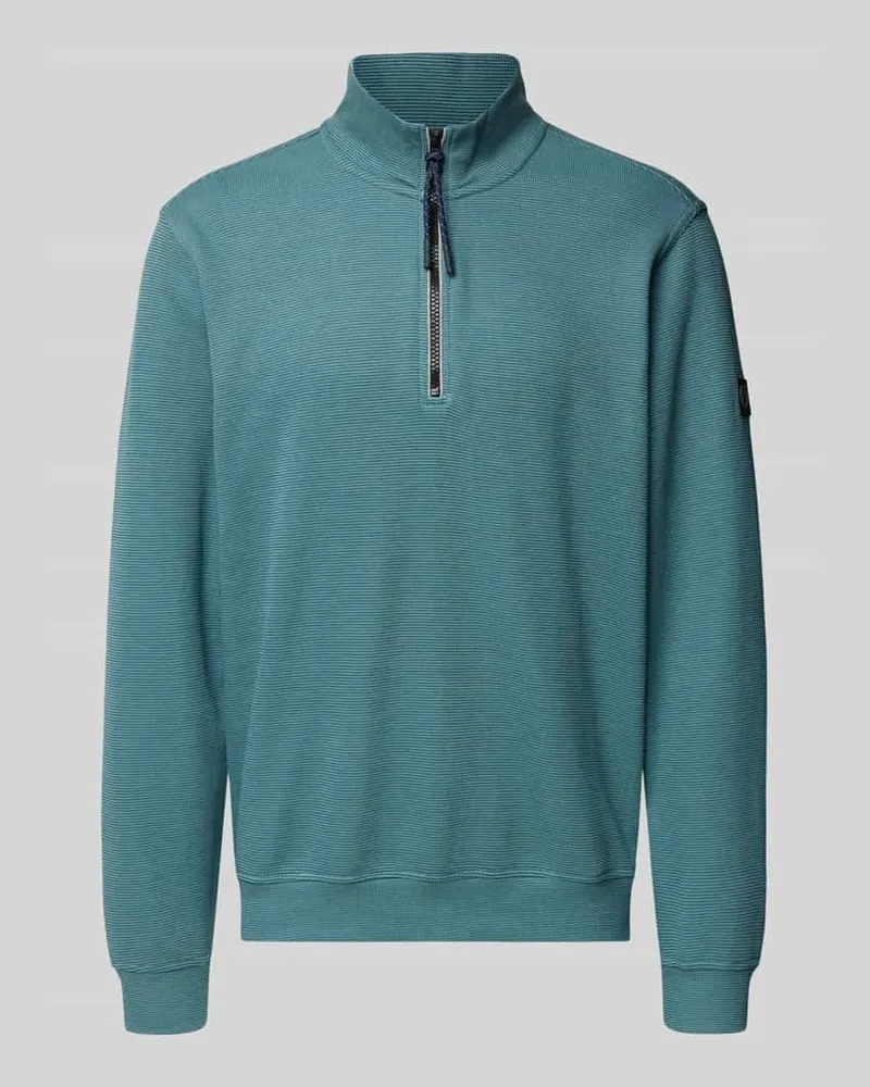 Lerros Sweatshirt mit Stehkragen und Reißverschluss Tuerkis