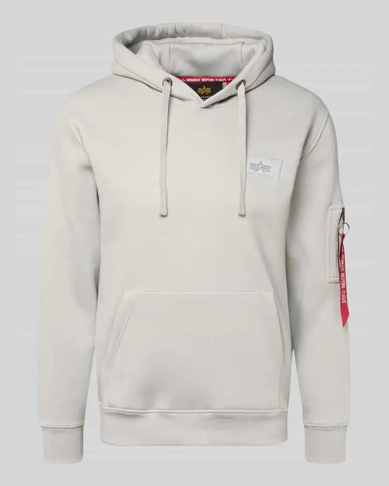 Alpha Industries Regular Fit Hoodie mit Logo-Patch Hellgrau