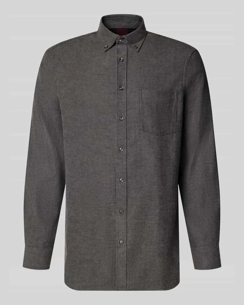 Christian Berg Slim Fit Freizeithemd aus Flanell mit Button-Down-Kragen Black