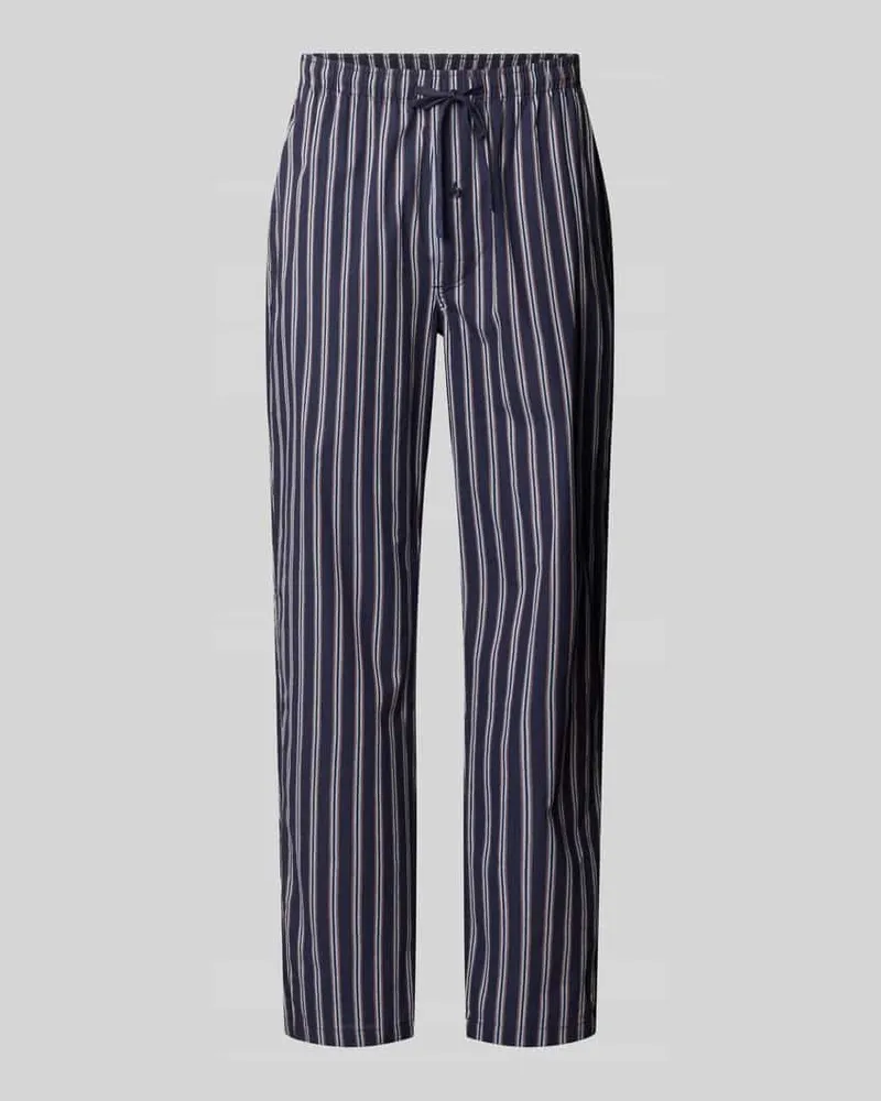 Bugatti Pyjama-Hose mit elastischem Bund und Tunnelzug Marine