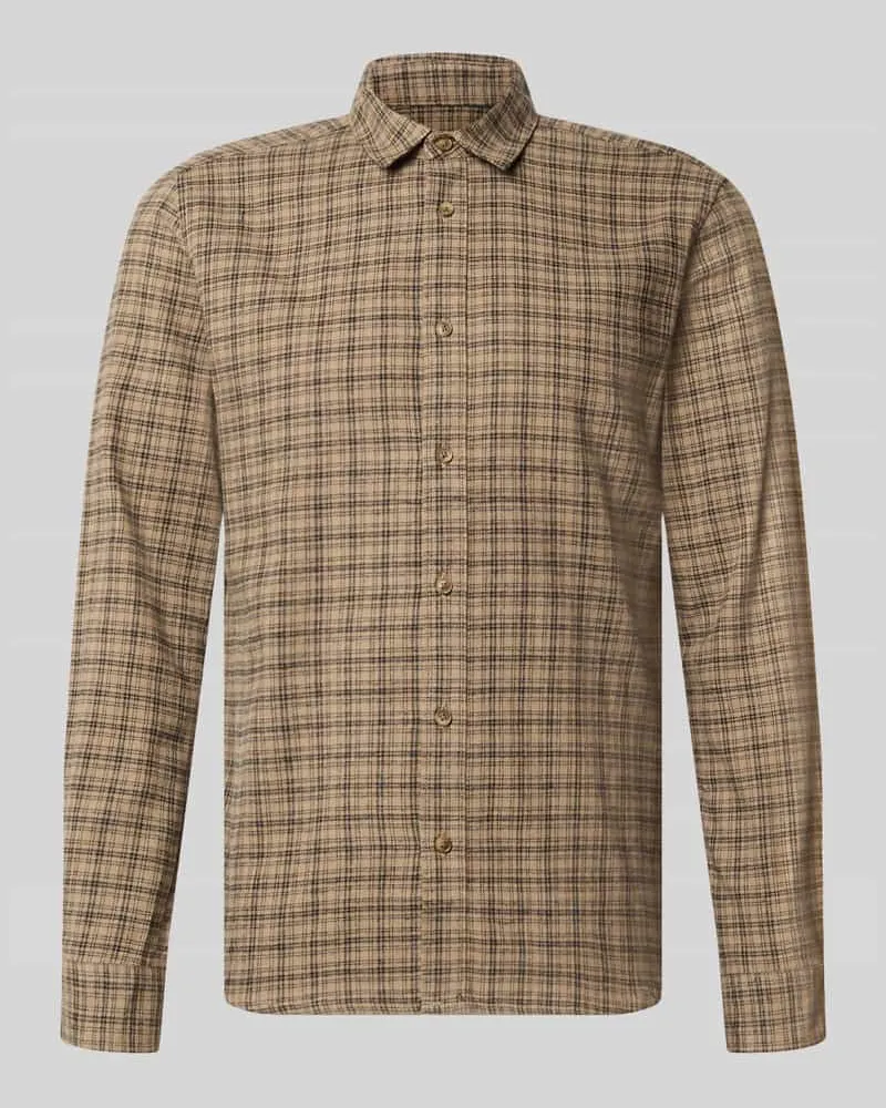 Only & Sons Slim Fit Freizeithemd aus reiner Baumwolle Modell 'GUDMUND Mittelbraun