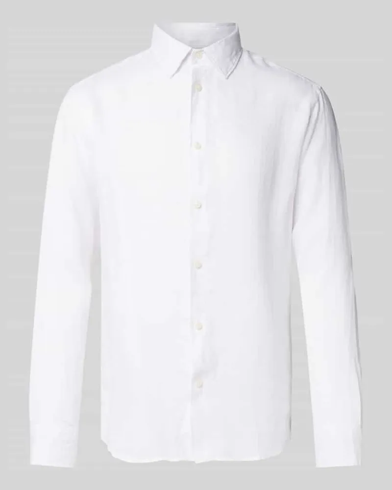 Selected Homme Regular Fit Leinenhemd mit Kentkragen Modell 'KYLIAN Weiss