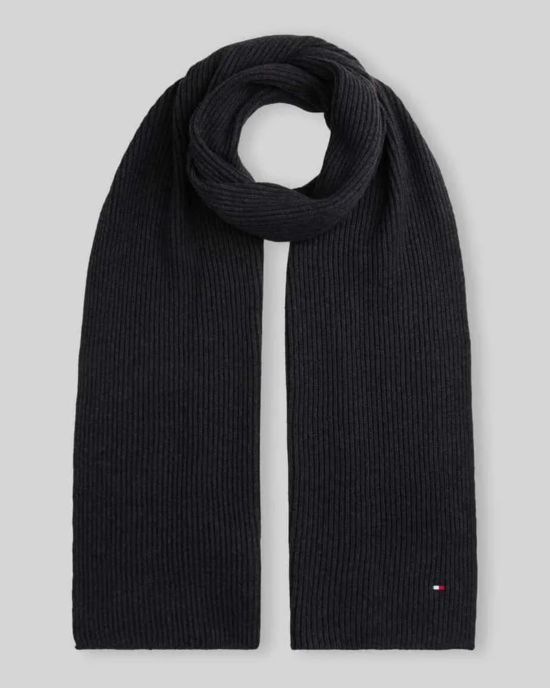 Tommy Hilfiger Schal mit Logo-Detail aus Kaschmir Anthrazit