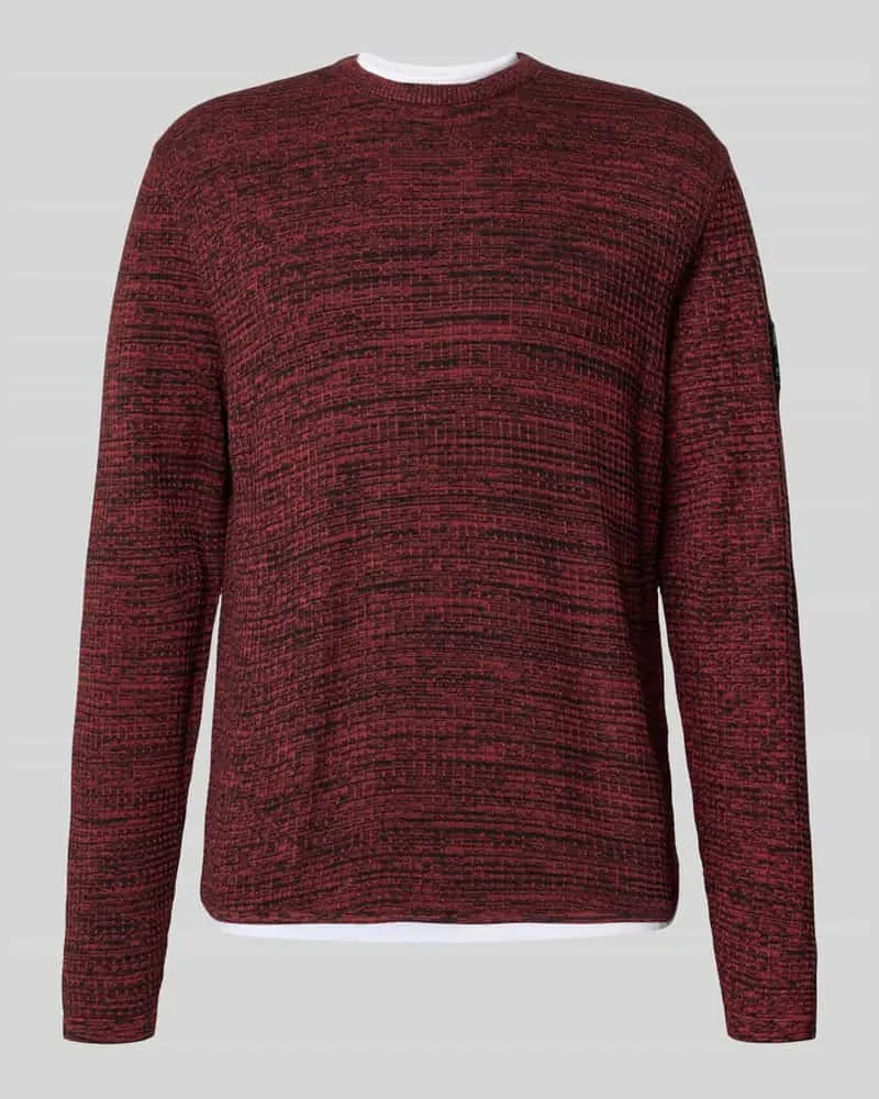Tom Tailor Regular Fit Strickpullover aus Baumwoll-Mix Dunkelrot