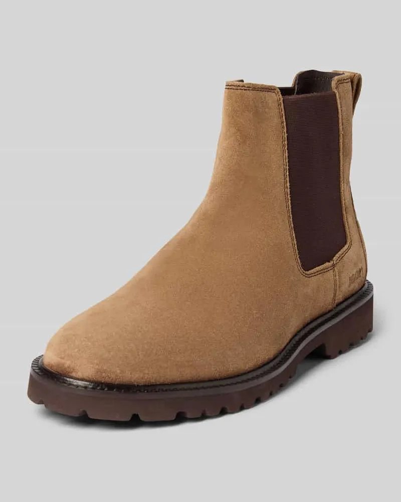JOOP! Chelsea Boots mit elastischen Einsätzen und Logo-Prägung Beige