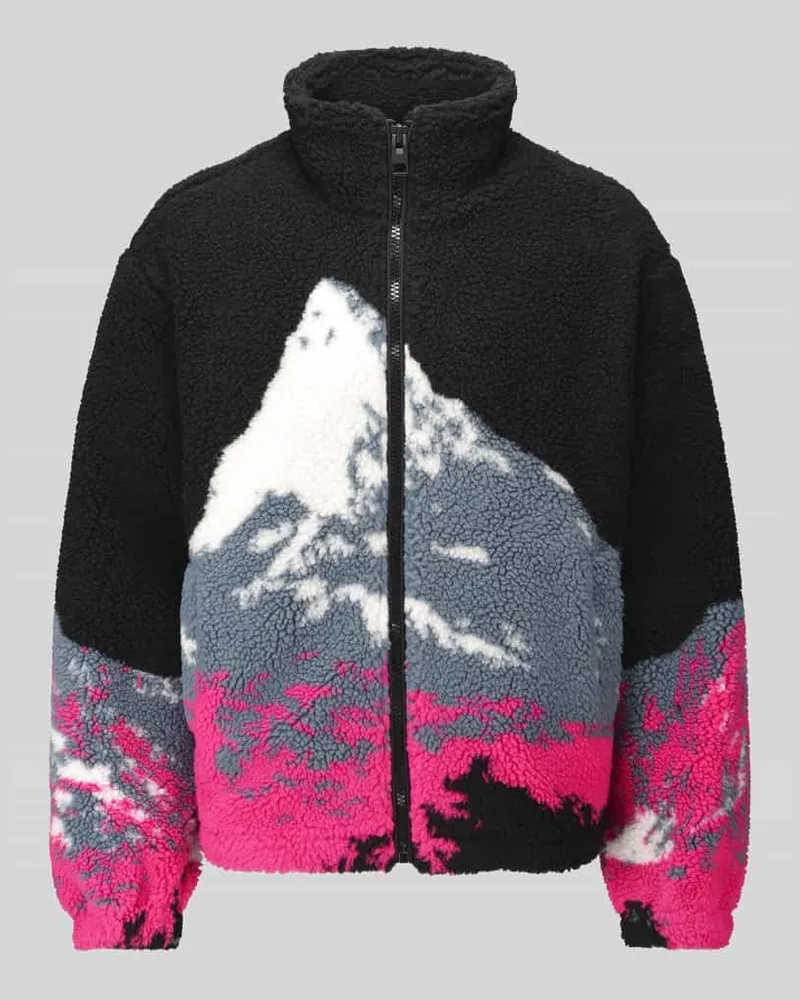 Only & Sons Teddyjacke mit großem Bergmotiv Black