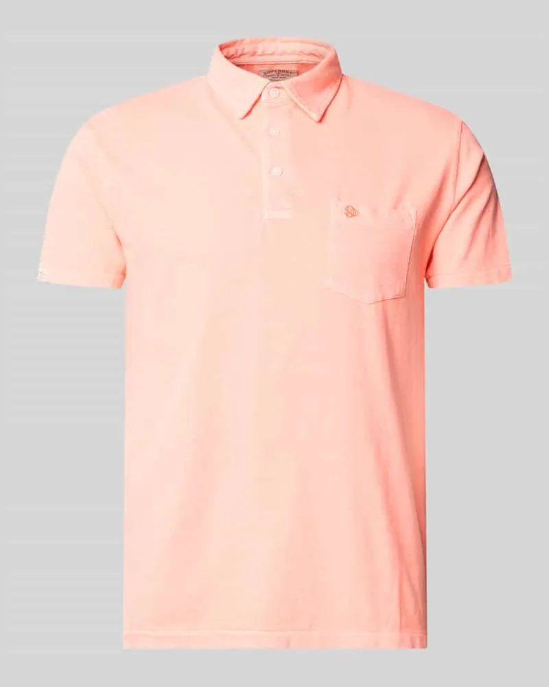 Superdry. Slim Fit Poloshirt mit Brusttasche Koralle