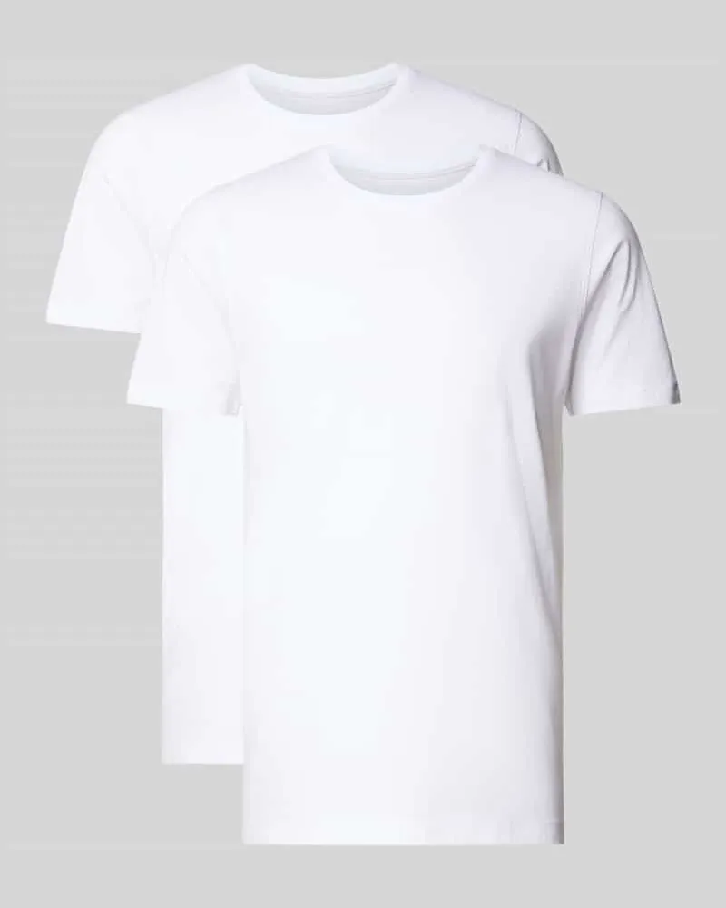 Bugatti T-Shirt aus Baumwolle mit Rundhalsausschnitt Weiss