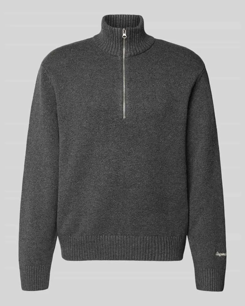 Jack & Jones Strickpullover mit gerippten Abschlüssen Modell 'NORREBRO Dunkelgrau