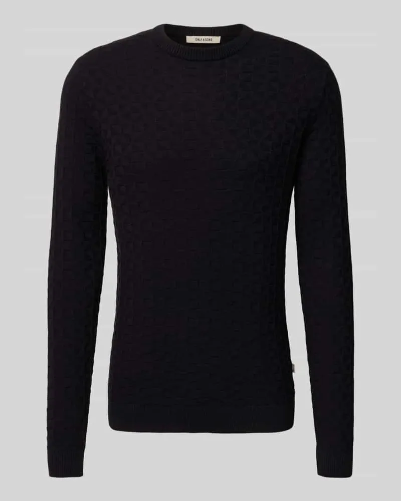 Only & Sons Regular Fit Strickpullover mit Strukturmuster Modell 'KALLE Black