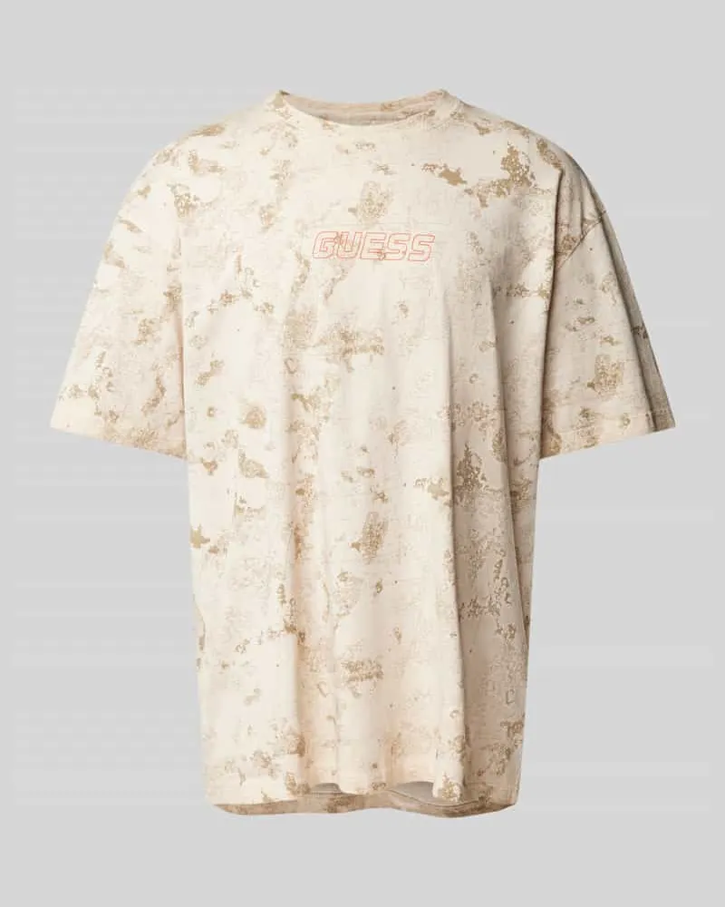 Guess T-Shirt mit Label-Print Modell 'MUSCARI Beige