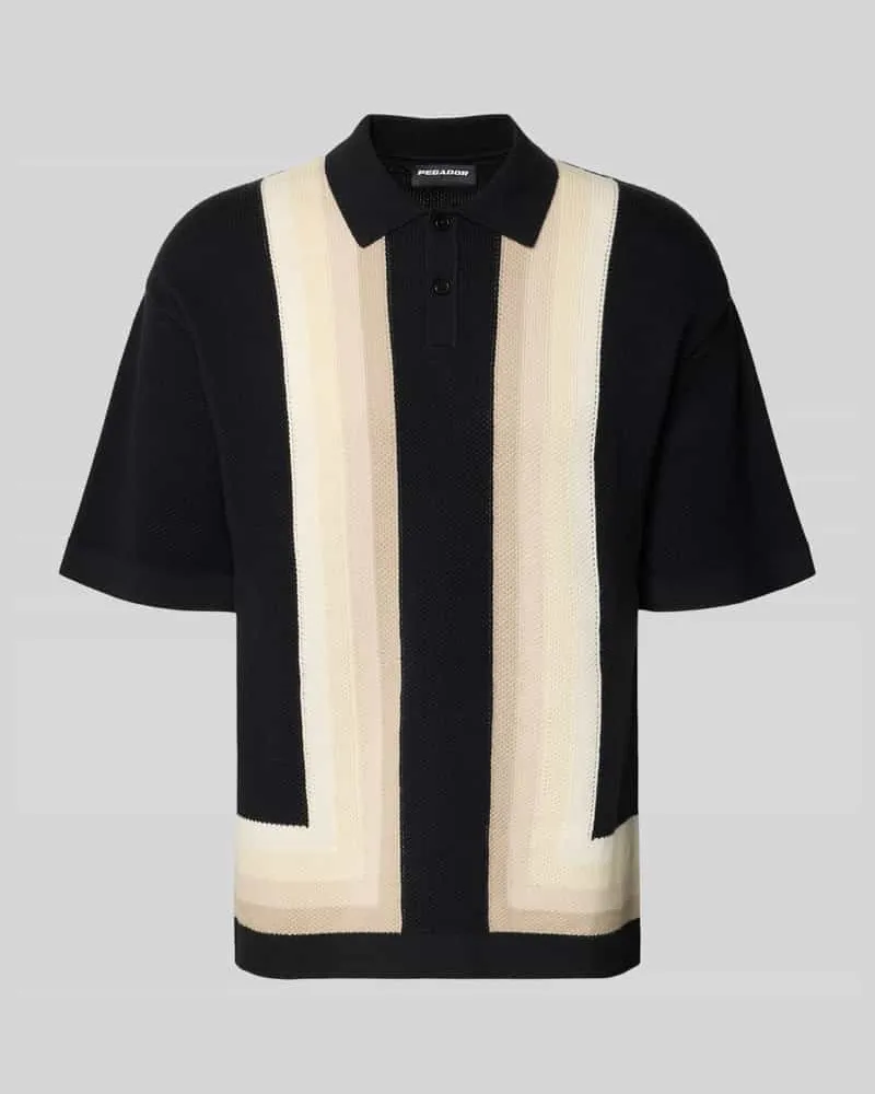 PEGADOR Relaxed Fit Poloshirt in Strick-Optik Modell 'Tellero Black
