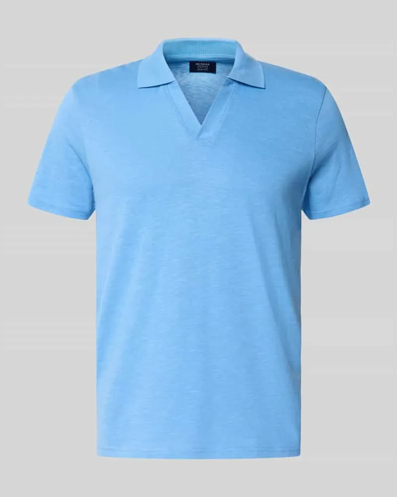 McNeal Slim Fit Poloshirt mit V-Ausschnitt Sky