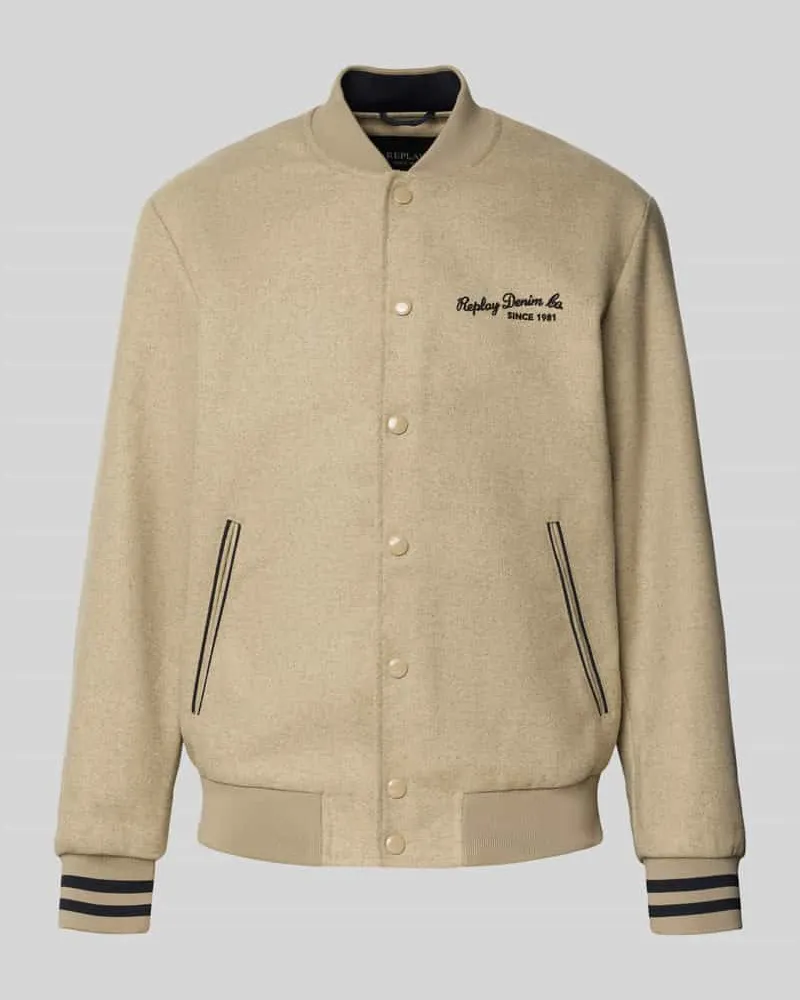 Replay College-Jacke mit Stehkragen und Label-Stitching 