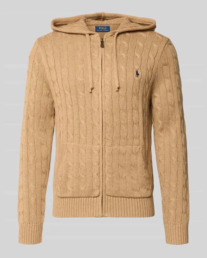 Ralph Lauren Regular Fit Strickjacke aus reiner Baumwolle Camel