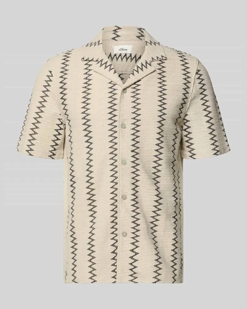 S.Oliver Regular Fit Freizeithemd aus Baumwoll-Mix Beige
