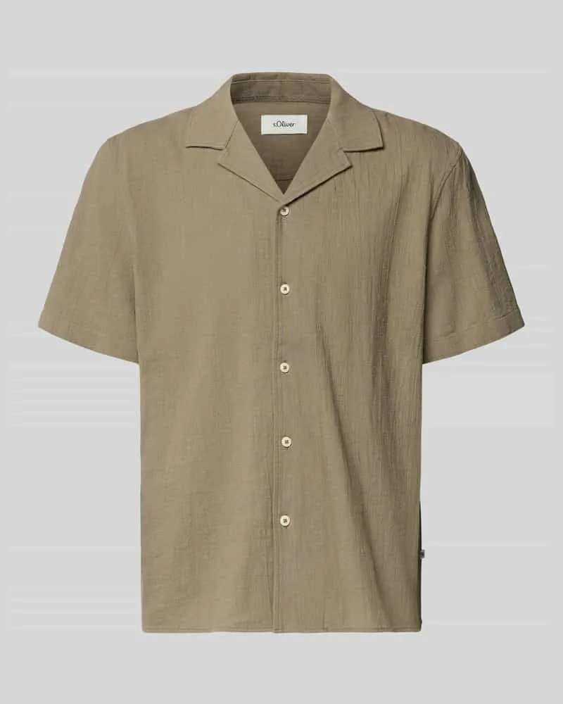 S.Oliver Resort Fit Freizeithemd aus reiner Baumwolle Khaki