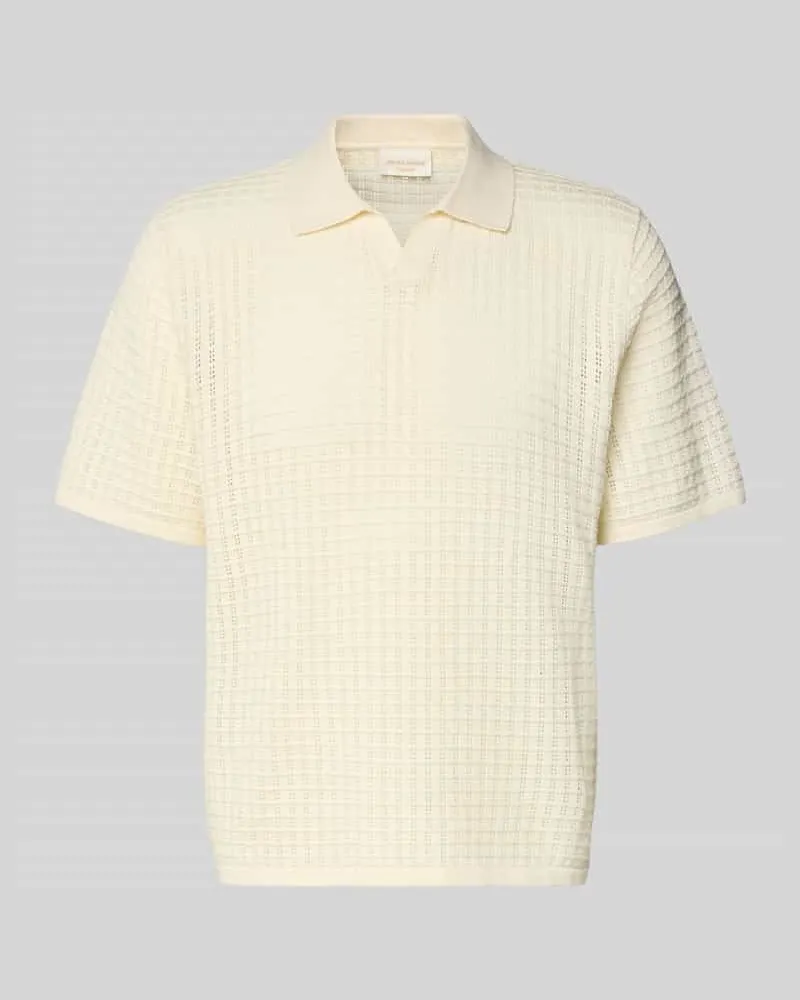 Jack & Jones Regular Fit Poloshirt mit V-Ausschnitt Offwhite