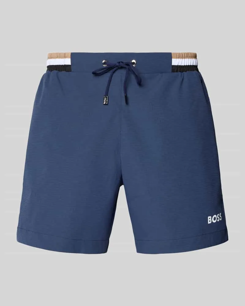 HUGO BOSS Badeshorts mit Label-Schriftzug Modell 'ATOLL Marine