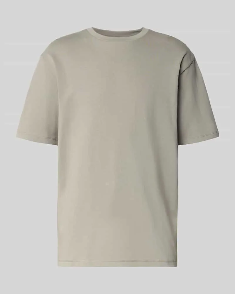 Lindbergh Oversized T-Shirt mit geripptem Rundhalsausschnitt Khaki