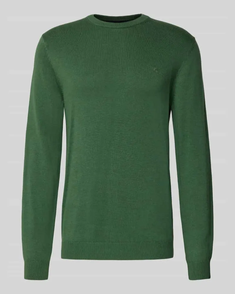 Christian Berg Regular Fit Strickpullover aus Baumwoll-Woll-Mix Oliv
