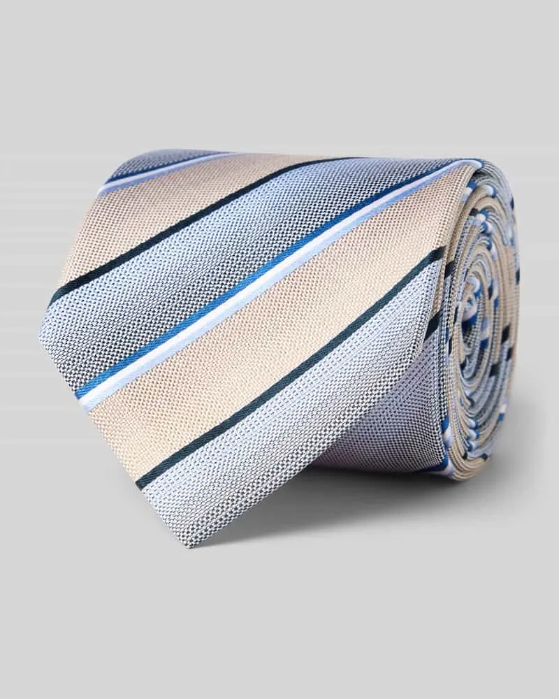 Monti Krawatte aus Seide mit Streifenmuster (7 cm Beige