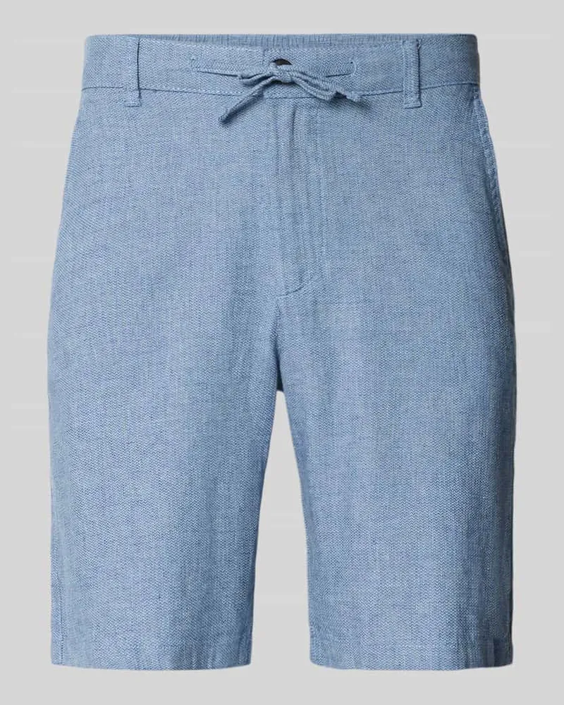 Selected Homme Regular Fit Chinoshorts aus Baumwoll-Leinen-Mix Modell 'BRODY Blau