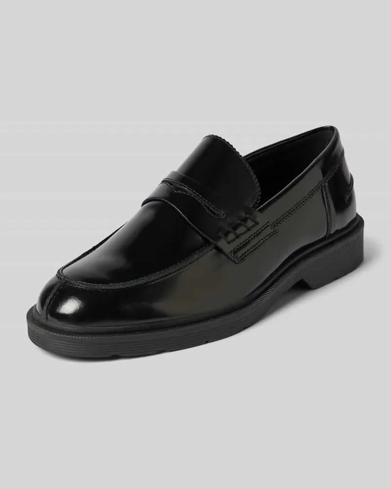 Jack & Jones Penny-Loafer aus Leder mit Schaftbrücke Black