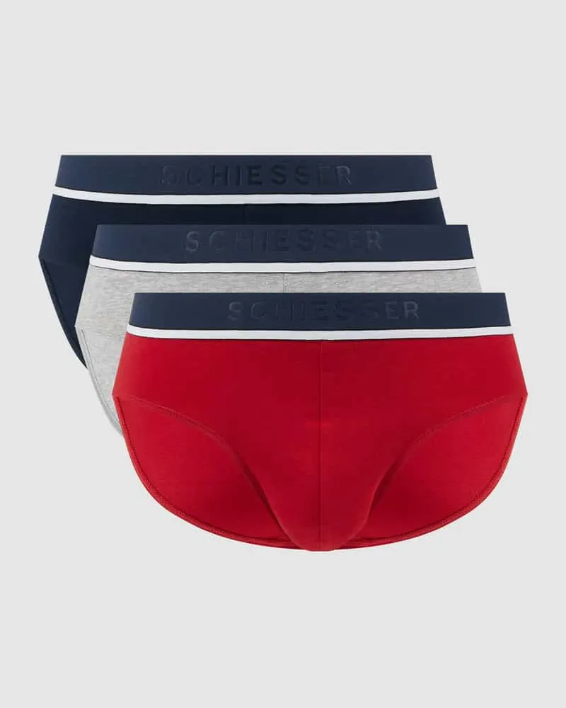 Schiesser Slip mit Label-Details Modell 'Rio' im 3er-Pack 