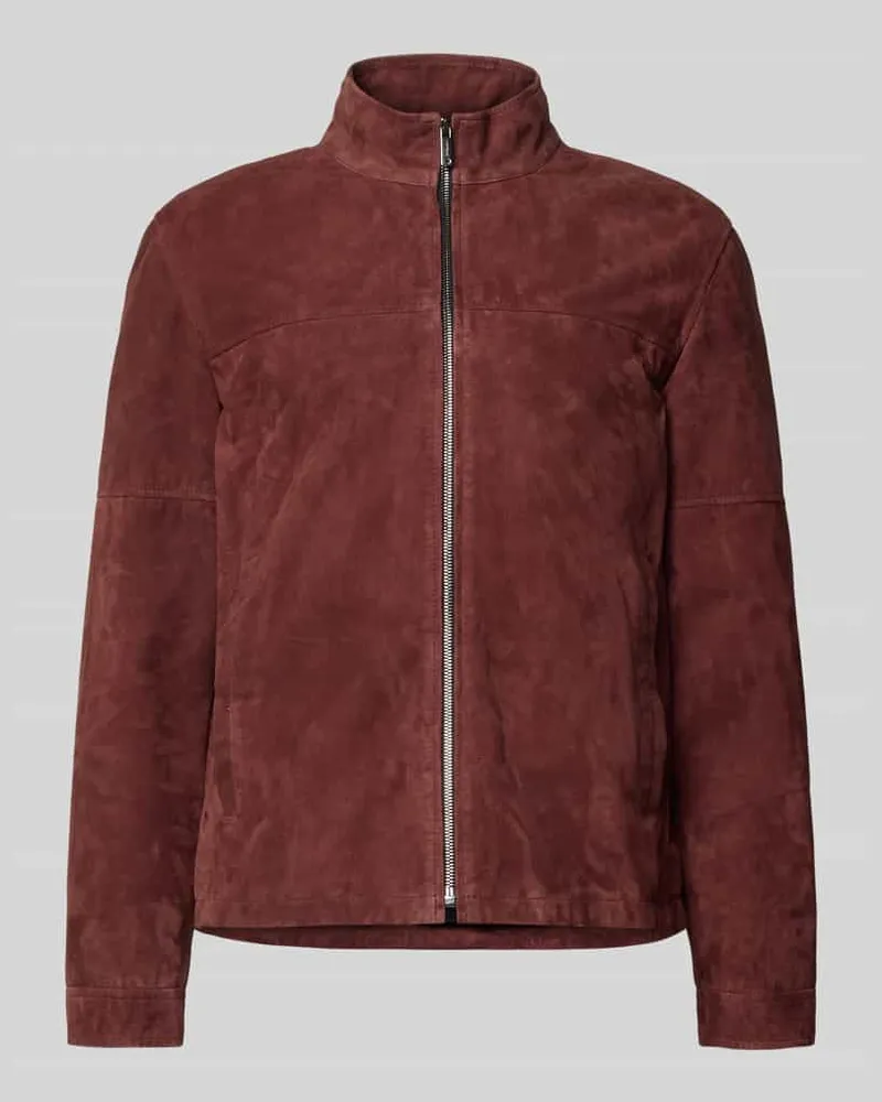Strellson Regular Fit Lederjacke aus echtem Ziegenvelours Modell 'JIMMY-S Bordeaux