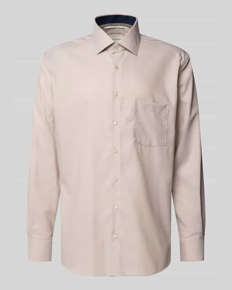 Eterna Regular Fit Businesshemd aus Baumwolle mit Kentkragen Sand