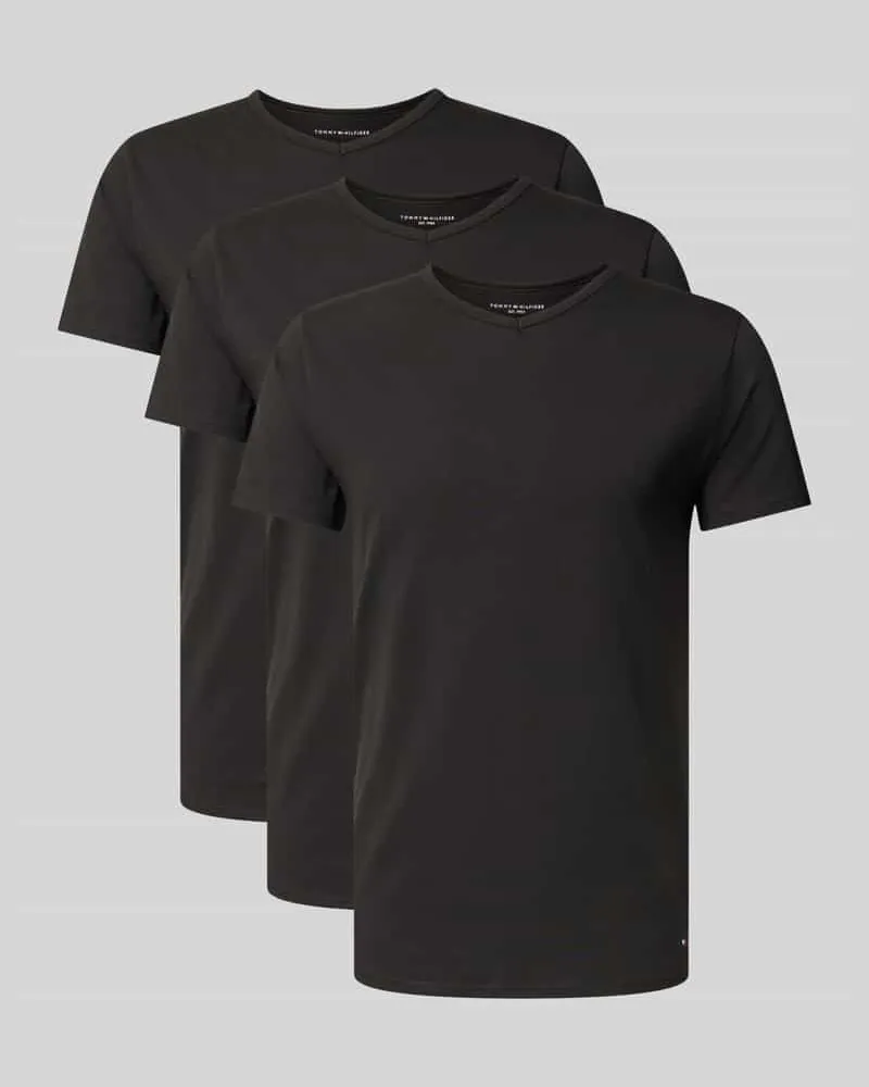 Tommy Hilfiger Slim Fit T-Shirt Set aus Baumwoll-Mix im 3er-Pack Black