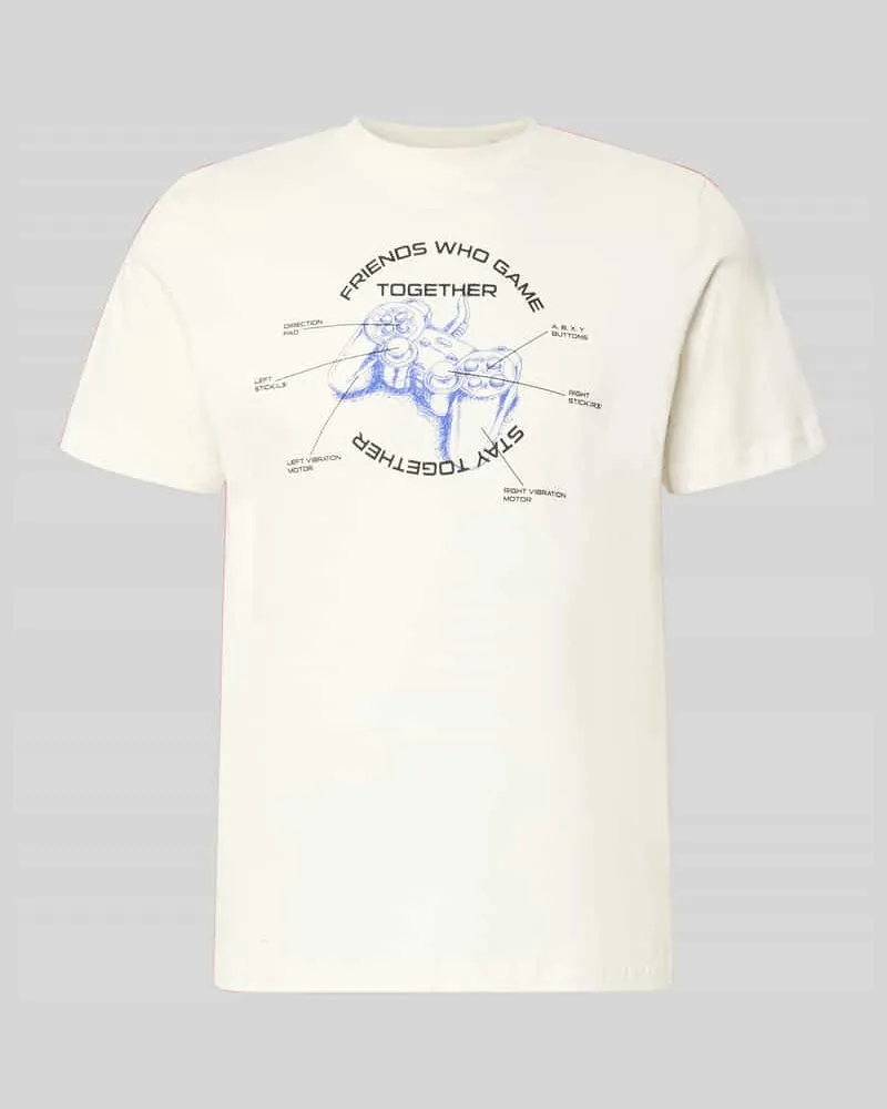 Blend Regular Fit T-Shirt mit Motiv-Print Modell 'Klements Offwhite