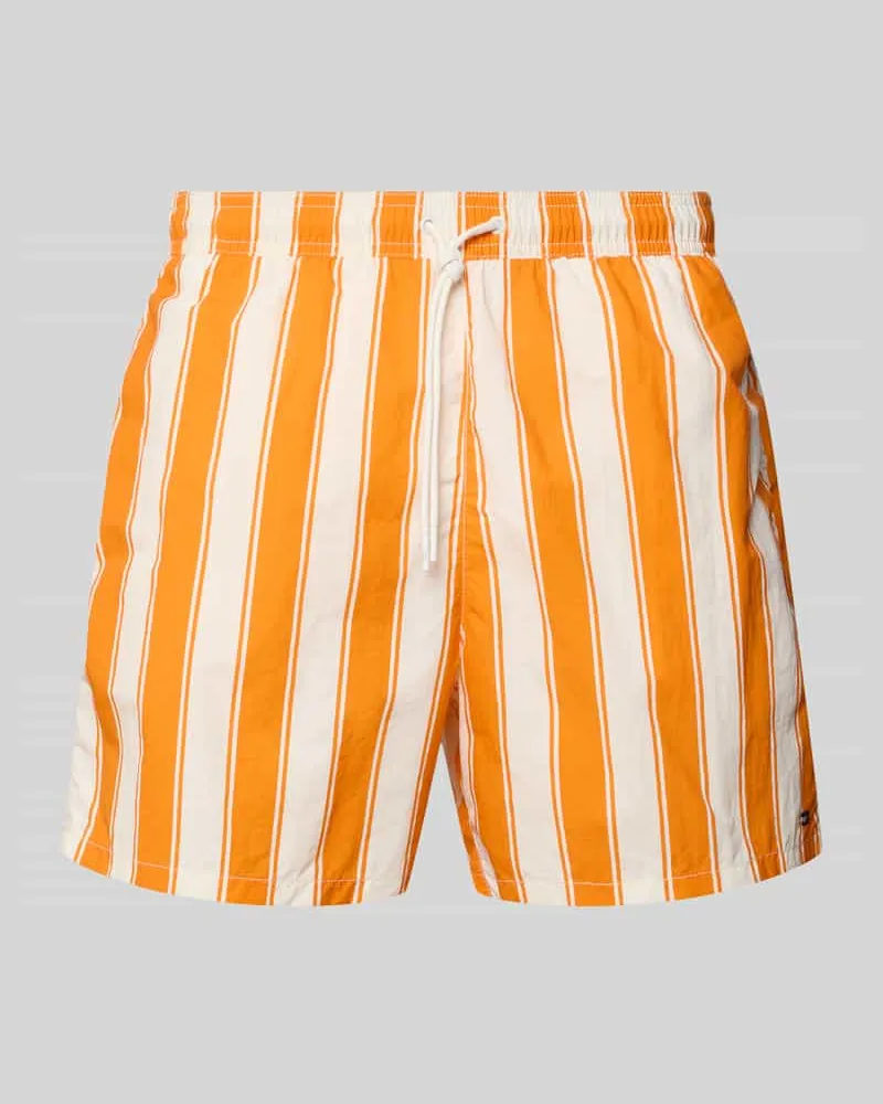 Tommy Hilfiger Regular Fit Badeshorts mit Allover-Muster Orange