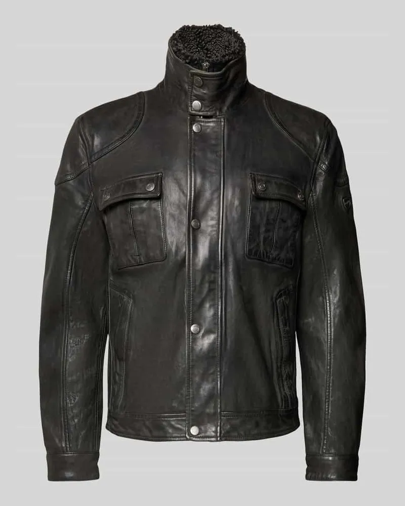 Mauritius Lederjacke mit Stehkragen Modell 'GARRECK Black