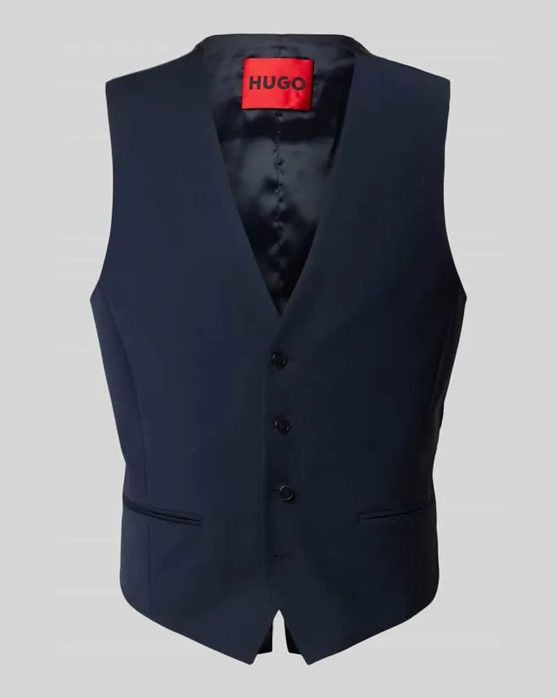 HUGO BOSS Anzugweste mit Paspeltaschen Blau