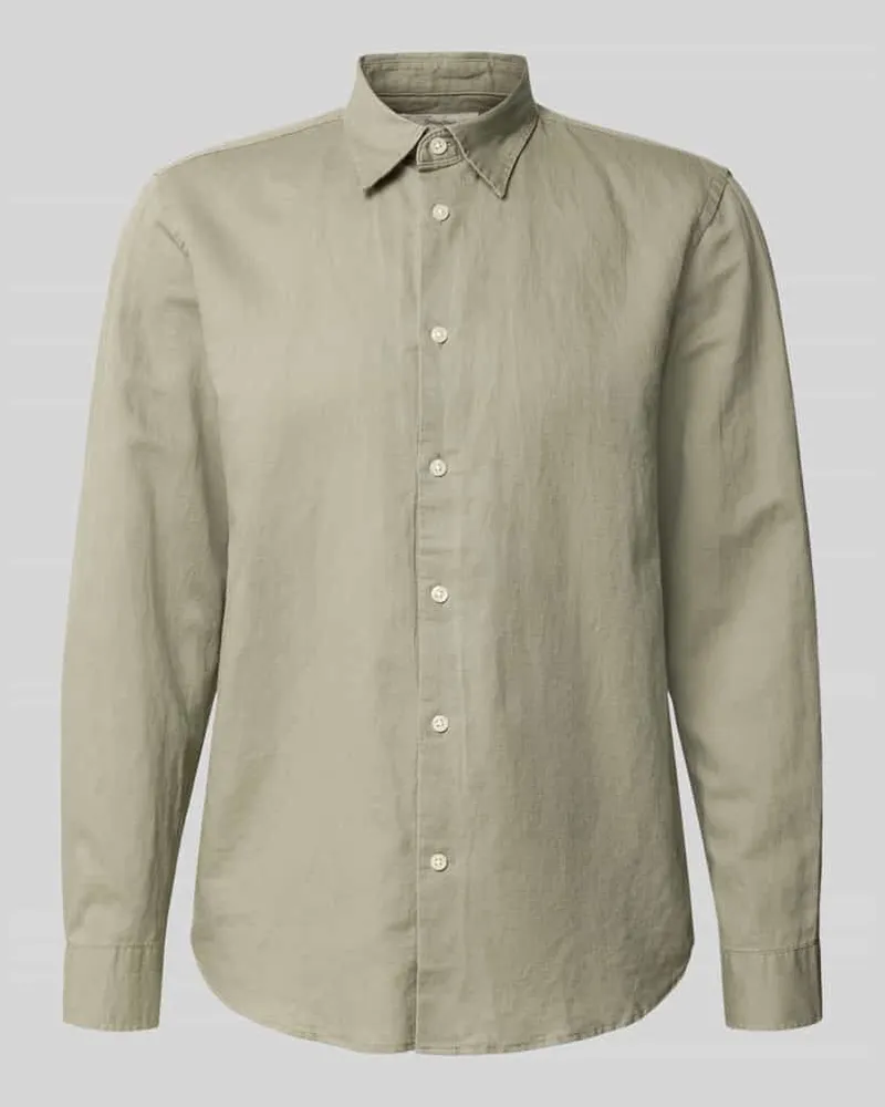 Selected Homme Regular Fit Freizeithemd aus Leinen-Baumwoll-Mix Modell 'CLAY LINENBLEND Oliv